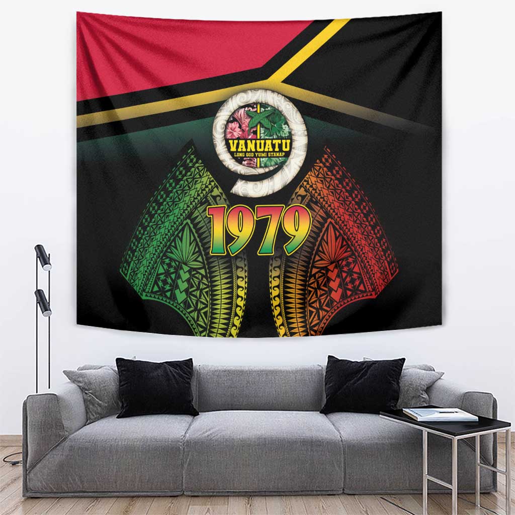 Vanuatu Constitution Day Tapestry Polynesian Tattoo and Pig Tusk Since 1979