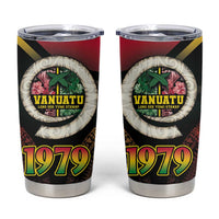 Vanuatu Constitution Day Tumbler Cup Polynesian Tattoo and Pig Tusk Since 1979 LT03 Black - Polynesian Pride