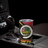 Vanuatu Constitution Day Tumbler Cup Polynesian Tattoo and Pig Tusk Since 1979 LT03 - Polynesian Pride