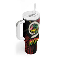 Vanuatu Constitution Day Tumbler With Handle Polynesian Tattoo and Pig Tusk Since 1979 LT03 - Polynesian Pride