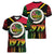 Vanuatu Constitution Day Women V-Neck T-Shirt Polynesian Tattoo and Pig Tusk Since 1979