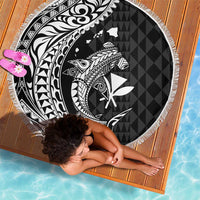 Aloha Hawaii Hammerhead Shark Beach Blanket Black Kakau and Polynesian Tattoo LT03 - Polynesian Pride
