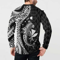 Aloha Hawaii Hammerhead Shark Button Sweatshirt Black Kakau and Polynesian Tattoo LT03 - Polynesian Pride