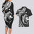 Aloha Hawaii Hammerhead Shark Couples Matching Long Sleeve Bodycon Dress and Hawaiian Shirt Black Kakau and Polynesian Tattoo LT03