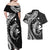 Aloha Hawaii Hammerhead Shark Couples Matching Off Shoulder Maxi Dress and Hawaiian Shirt Black Kakau and Polynesian Tattoo LT03