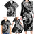 Aloha Hawaii Hammerhead Shark Family Matching Long Sleeve Bodycon Dress and Hawaiian Shirt Black Kakau and Polynesian Tattoo LT03