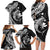 Aloha Hawaii Hammerhead Shark Family Matching Long Sleeve Bodycon Dress and Hawaiian Shirt Black Kakau and Polynesian Tattoo LT03