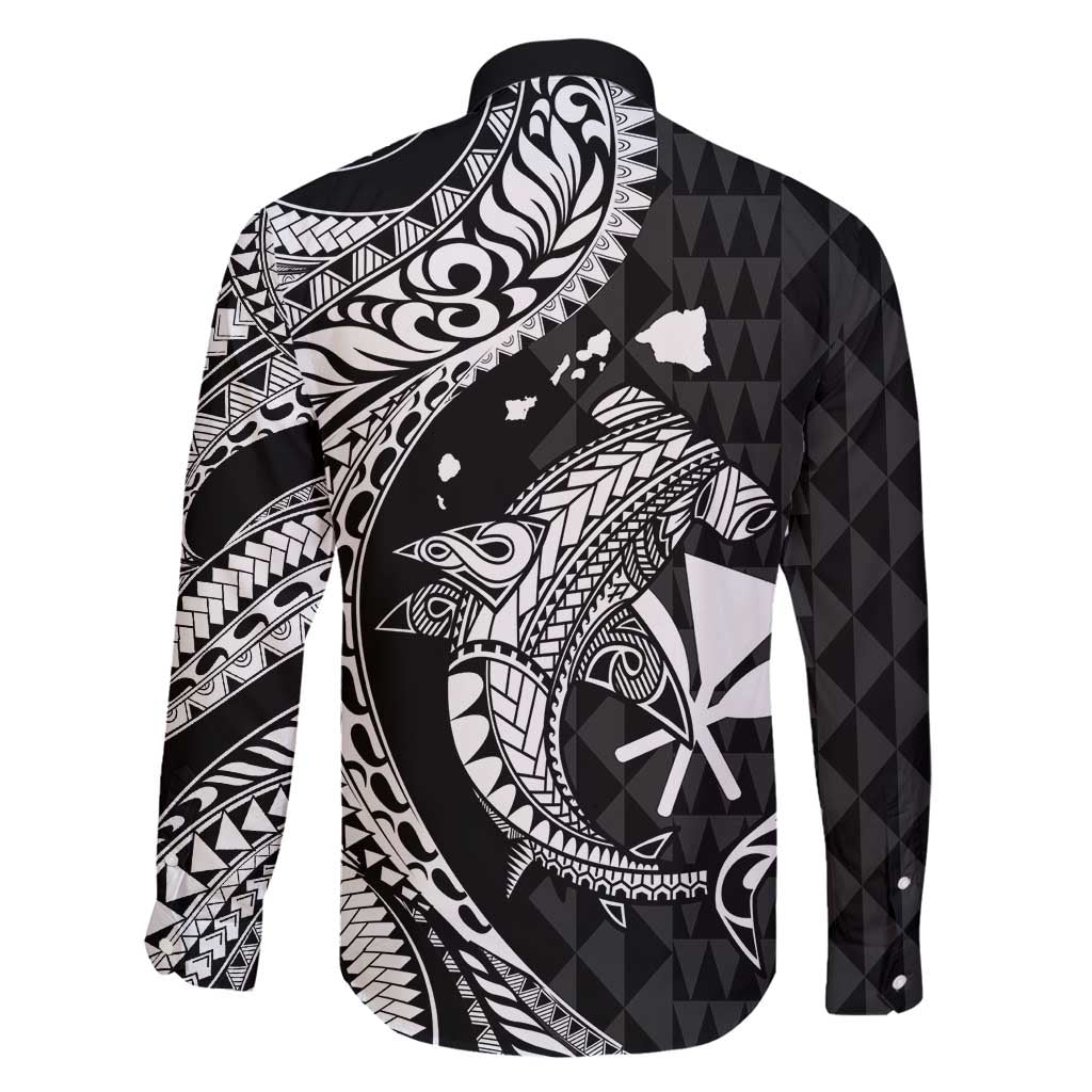 Aloha Hawaii Hammerhead Shark Family Matching Mermaid Dress and Hawaiian Shirt Black Kakau and Polynesian Tattoo LT03