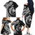 Aloha Hawaii Hammerhead Shark Family Matching Off The Shoulder Long Sleeve Dress and Hawaiian Shirt Black Kakau and Polynesian Tattoo LT03