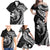 Aloha Hawaii Hammerhead Shark Family Matching Off Shoulder Maxi Dress and Hawaiian Shirt Black Kakau and Polynesian Tattoo LT03