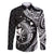 Aloha Hawaii Hammerhead Shark Family Matching Off Shoulder Short Dress and Hawaiian Shirt Black Kakau and Polynesian Tattoo LT03