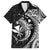 Aloha Hawaii Hammerhead Shark Family Matching Short Sleeve Bodycon Dress and Hawaiian Shirt Black Kakau and Polynesian Tattoo LT03