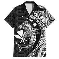 Aloha Hawaii Hammerhead Shark Family Matching Summer Maxi Dress and Hawaiian Shirt Black Kakau and Polynesian Tattoo LT03