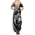 Aloha Hawaii Hammerhead Shark Family Matching Summer Maxi Dress and Hawaiian Shirt Black Kakau and Polynesian Tattoo LT03