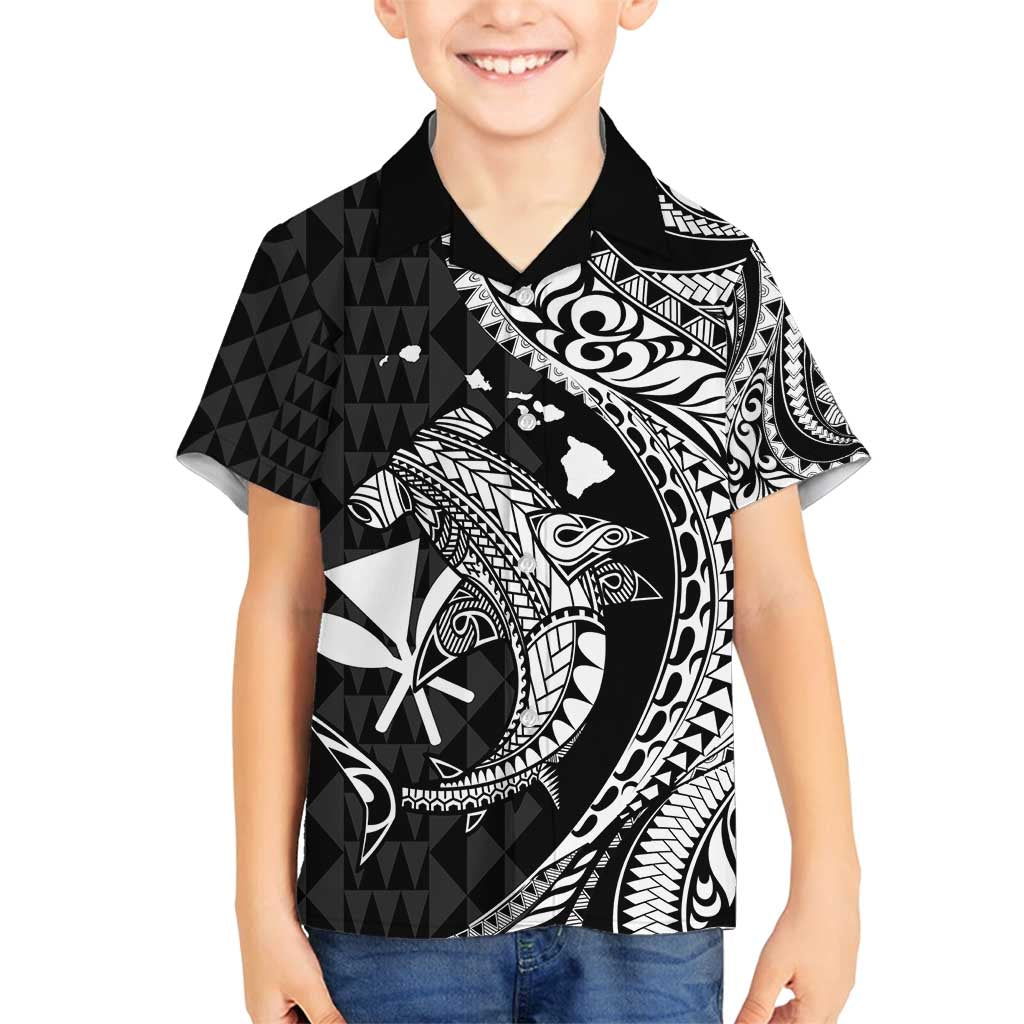 Aloha Hawaii Hammerhead Shark Family Matching Tank Maxi Dress and Hawaiian Shirt Black Kakau and Polynesian Tattoo LT03