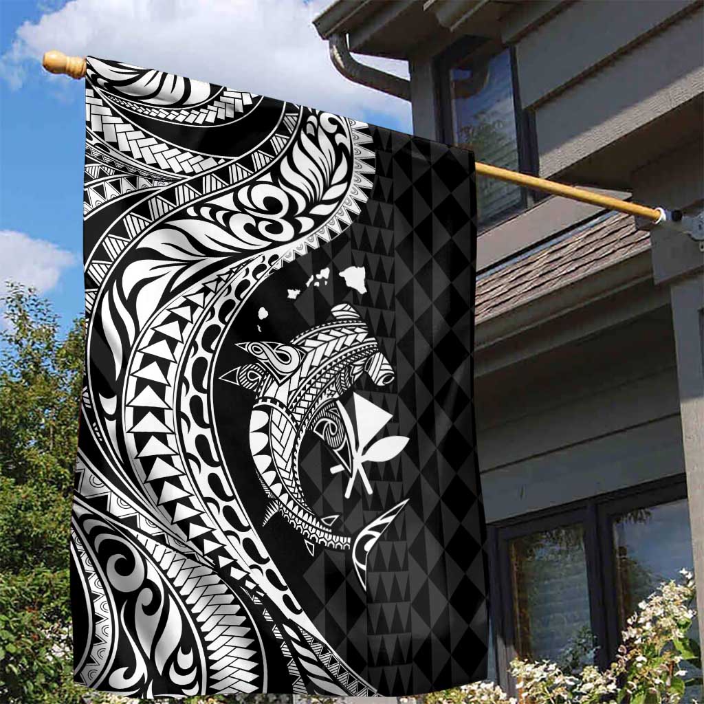 Aloha Hawaii Hammerhead Shark Garden Flag Black Kakau and Polynesian Tattoo LT03 - Polynesian Pride
