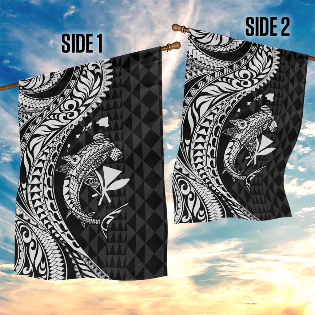 Aloha Hawaii Hammerhead Shark Garden Flag Black Kakau and Polynesian Tattoo LT03 - Polynesian Pride