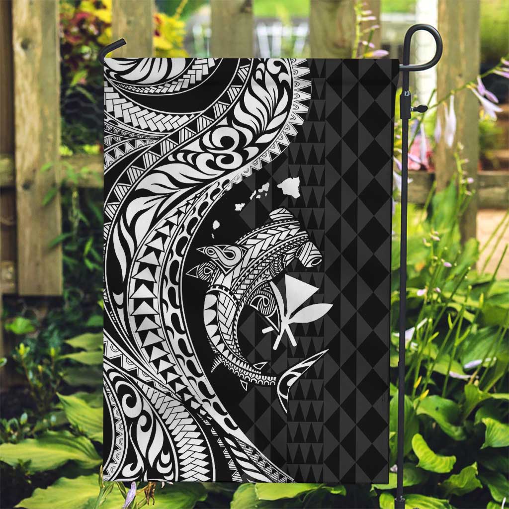 Aloha Hawaii Hammerhead Shark Garden Flag Black Kakau and Polynesian Tattoo LT03 Garden Flag Black - Polynesian Pride