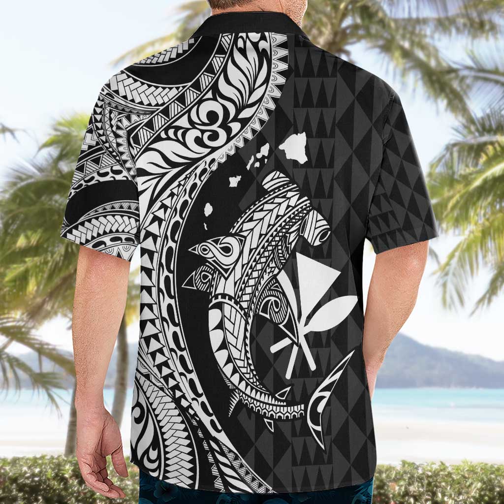 Aloha Hawaii Hammerhead Shark Hawaiian Shirt Black Kakau and Polynesian Tattoo LT03 - Polynesian Pride