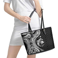 Aloha Hawaii Hammerhead Shark Leather Tote Bag Black Kakau and Polynesian Tattoo LT03 - Polynesian Pride