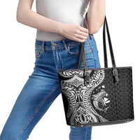 Aloha Hawaii Hammerhead Shark Leather Tote Bag Black Kakau and Polynesian Tattoo LT03 - Polynesian Pride