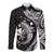 Aloha Hawaii Hammerhead Shark Long Sleeve Button Shirt Black Kakau and Polynesian Tattoo LT03