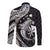 Aloha Hawaii Hammerhead Shark Long Sleeve Button Shirt Black Kakau and Polynesian Tattoo LT03