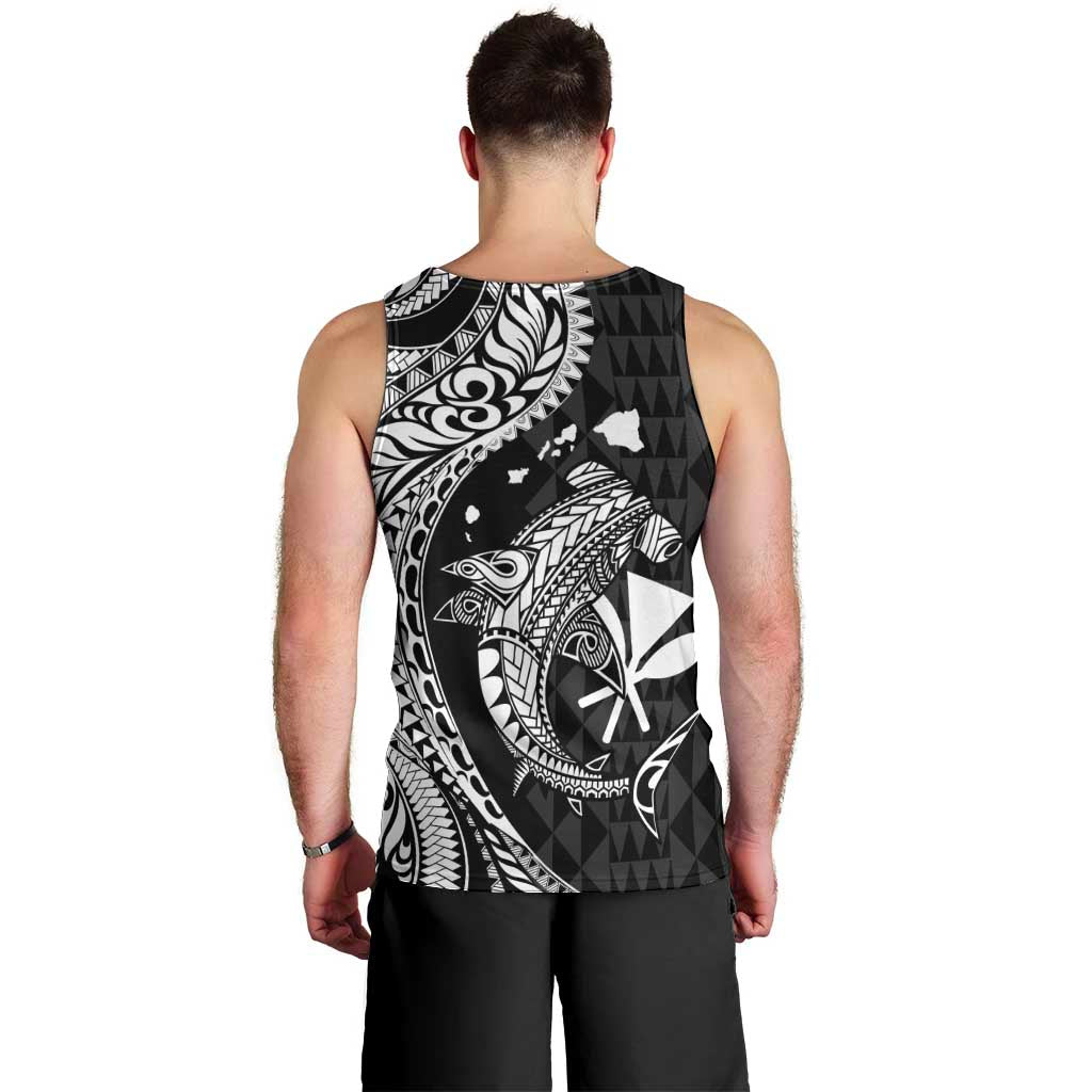 Aloha Hawaii Hammerhead Shark Men Tank Top Black Kakau and Polynesian Tattoo LT03 - Polynesian Pride