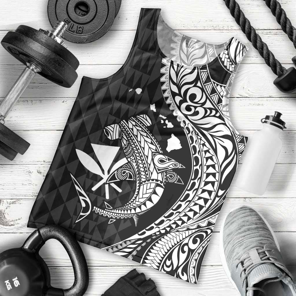 Aloha Hawaii Hammerhead Shark Men Tank Top Black Kakau and Polynesian Tattoo LT03 - Polynesian Pride