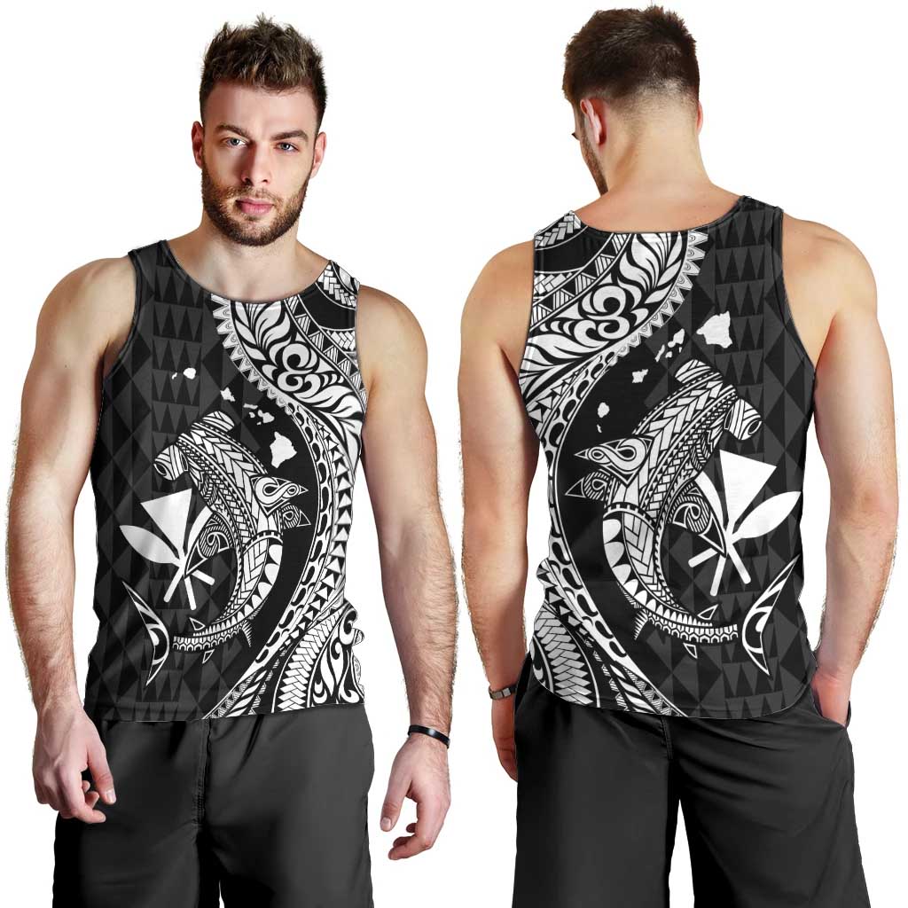 Aloha Hawaii Hammerhead Shark Men Tank Top Black Kakau and Polynesian Tattoo LT03 - Polynesian Pride