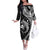 Aloha Hawaii Hammerhead Shark Off The Shoulder Long Sleeve Dress Black Kakau and Polynesian Tattoo LT03