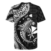 Aloha Hawaii Hammerhead Shark Rugby Jersey Black Kakau and Polynesian Tattoo LT03 - Polynesian Pride