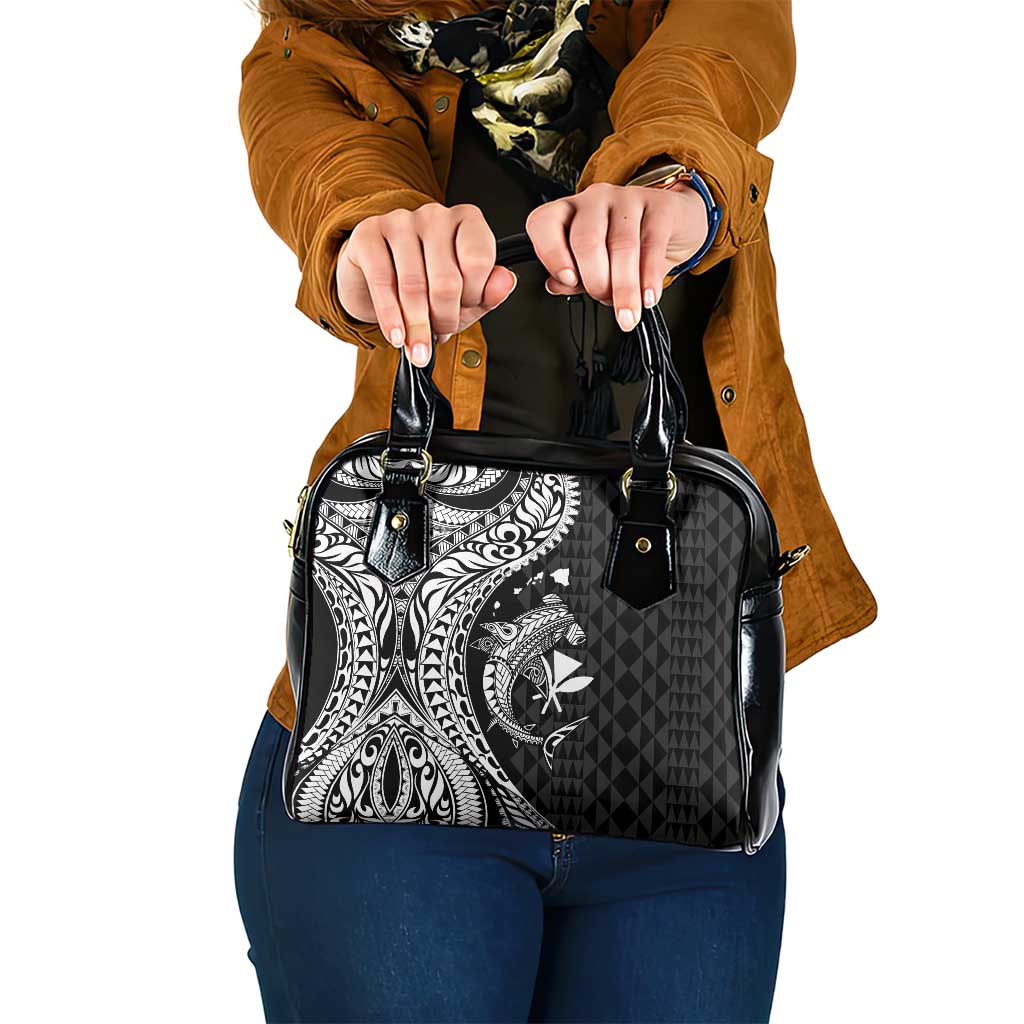 Aloha Hawaii Hammerhead Shark Shoulder Handbag Black Kakau and Polynesian Tattoo LT03