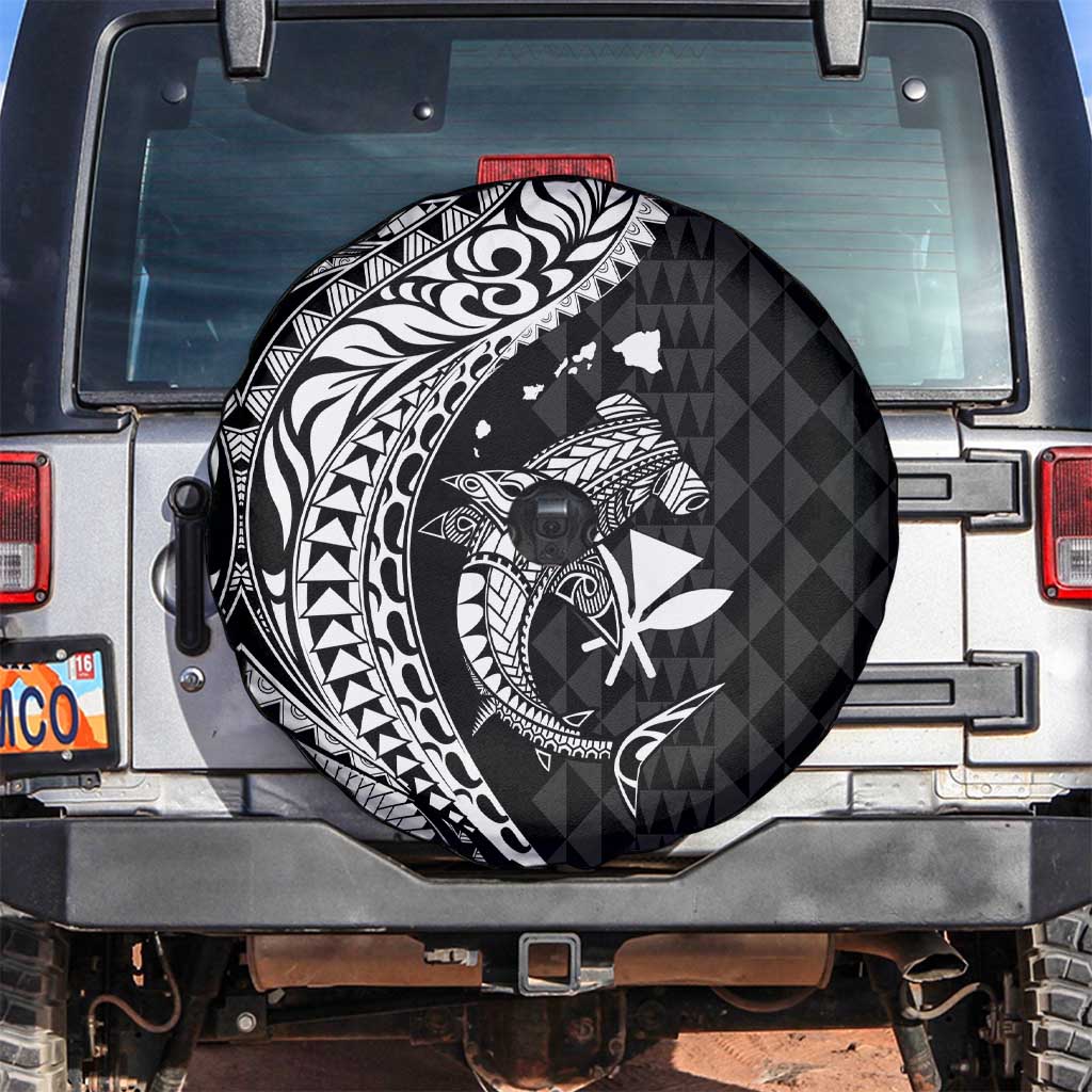 Aloha Hawaii Hammerhead Shark Spare Tire Cover Black Kakau and Polynesian Tattoo LT03 Black - Polynesian Pride