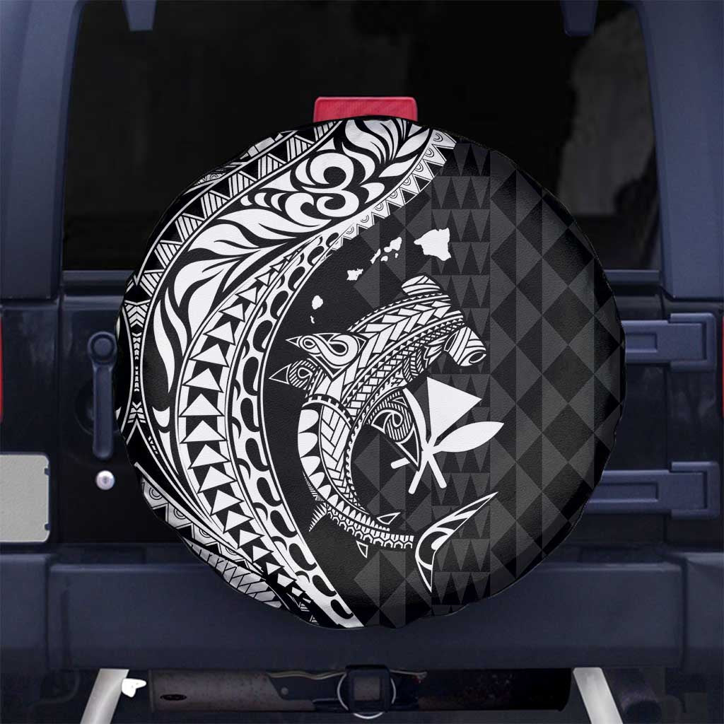 Aloha Hawaii Hammerhead Shark Spare Tire Cover Black Kakau and Polynesian Tattoo LT03 - Polynesian Pride