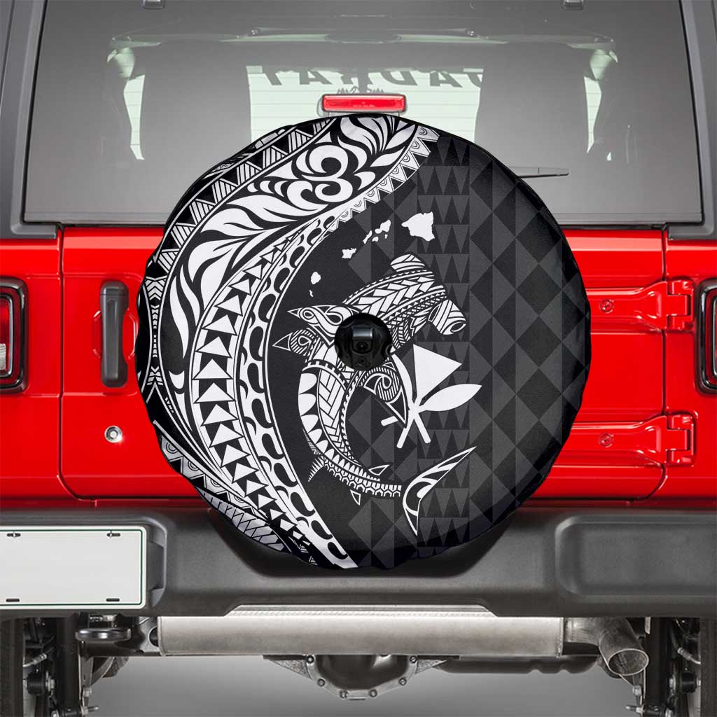 Aloha Hawaii Hammerhead Shark Spare Tire Cover Black Kakau and Polynesian Tattoo LT03 - Polynesian Pride