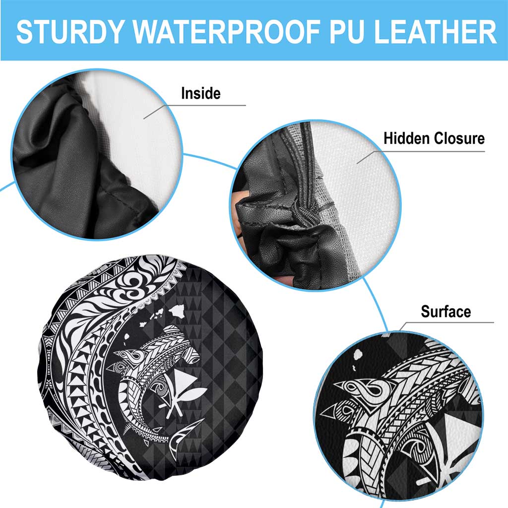 Aloha Hawaii Hammerhead Shark Spare Tire Cover Black Kakau and Polynesian Tattoo LT03 - Polynesian Pride