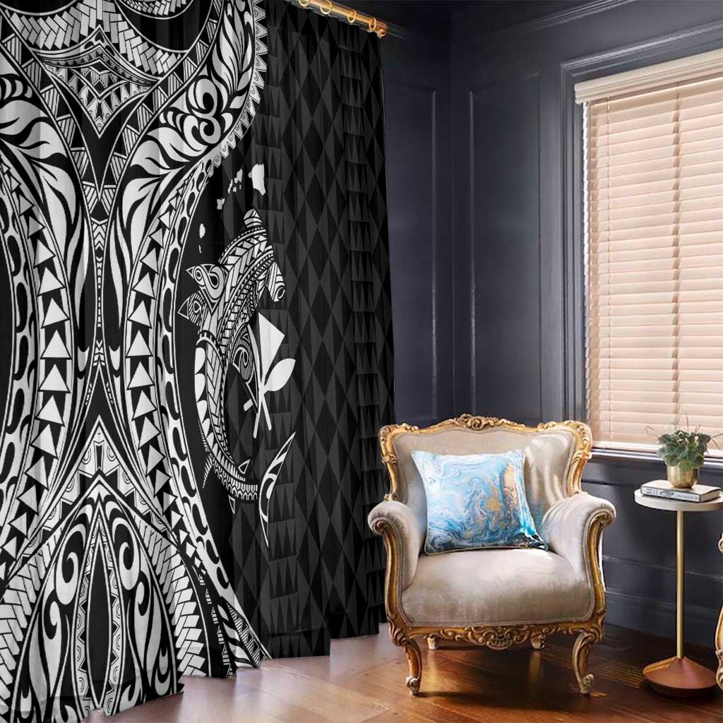 Aloha Hawaii Hammerhead Shark Window Curtain Black Kakau and Polynesian Tattoo LT03 - Polynesian Pride
