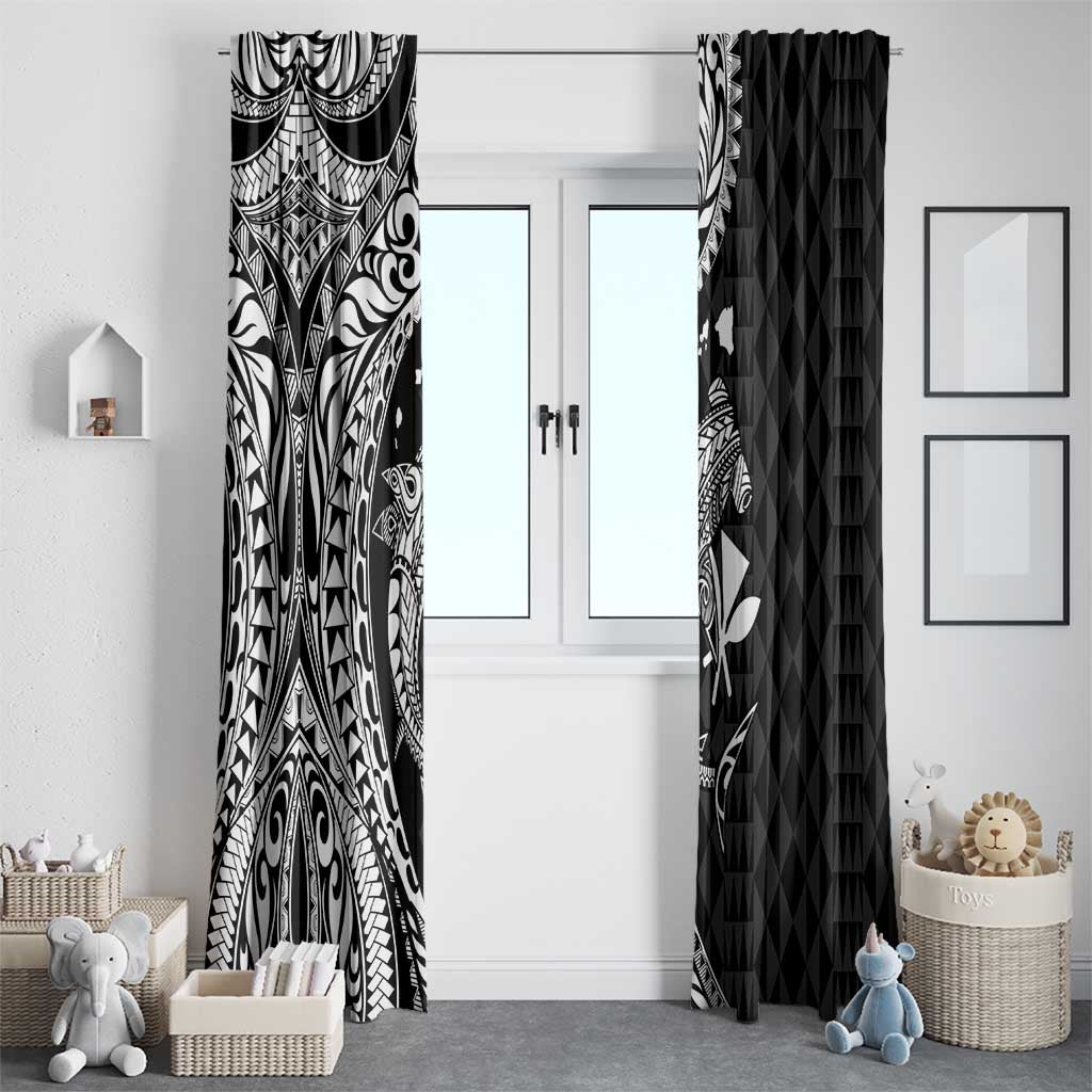 Aloha Hawaii Hammerhead Shark Window Curtain Black Kakau and Polynesian Tattoo LT03 - Polynesian Pride