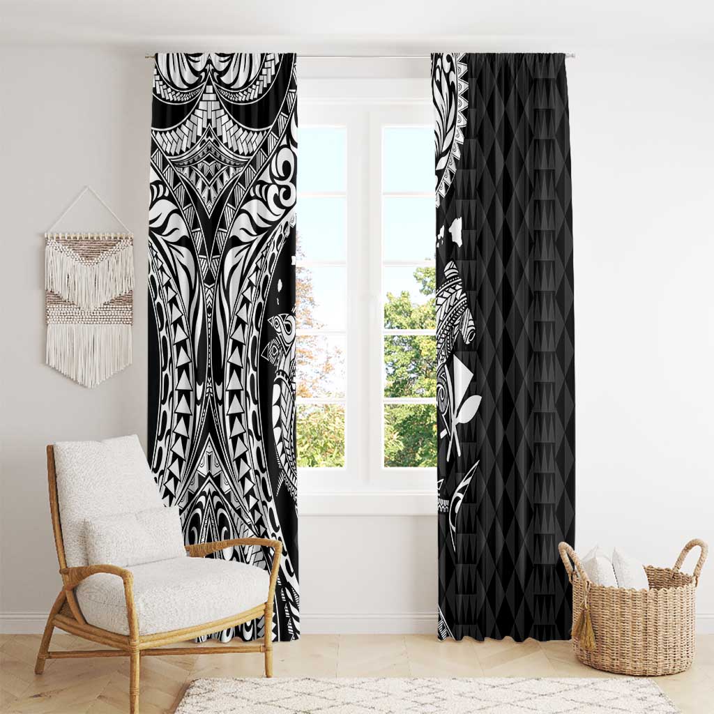 Aloha Hawaii Hammerhead Shark Window Curtain Black Kakau and Polynesian Tattoo LT03 - Polynesian Pride