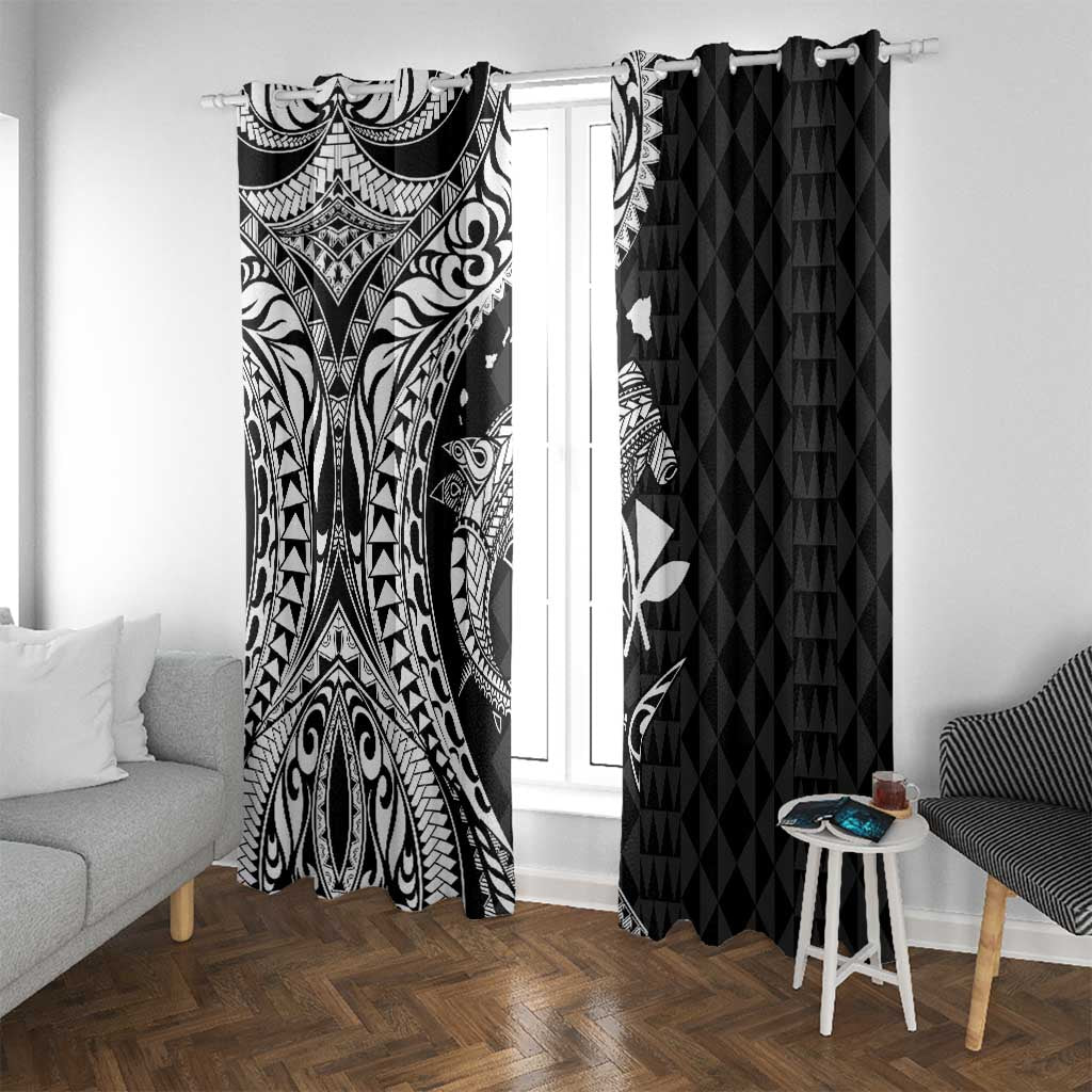 Aloha Hawaii Hammerhead Shark Window Curtain Black Kakau and Polynesian Tattoo LT03 With Grommets Black - Polynesian Pride