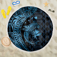 Aloha Hawaii Hammerhead Shark Beach Blanket Blue Kakau and Polynesian Tattoo LT03 One Size 150cm Blue - Polynesian Pride