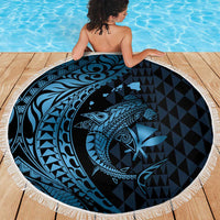 Aloha Hawaii Hammerhead Shark Beach Blanket Blue Kakau and Polynesian Tattoo LT03 - Polynesian Pride