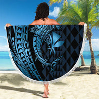 Aloha Hawaii Hammerhead Shark Beach Blanket Blue Kakau and Polynesian Tattoo LT03 - Polynesian Pride