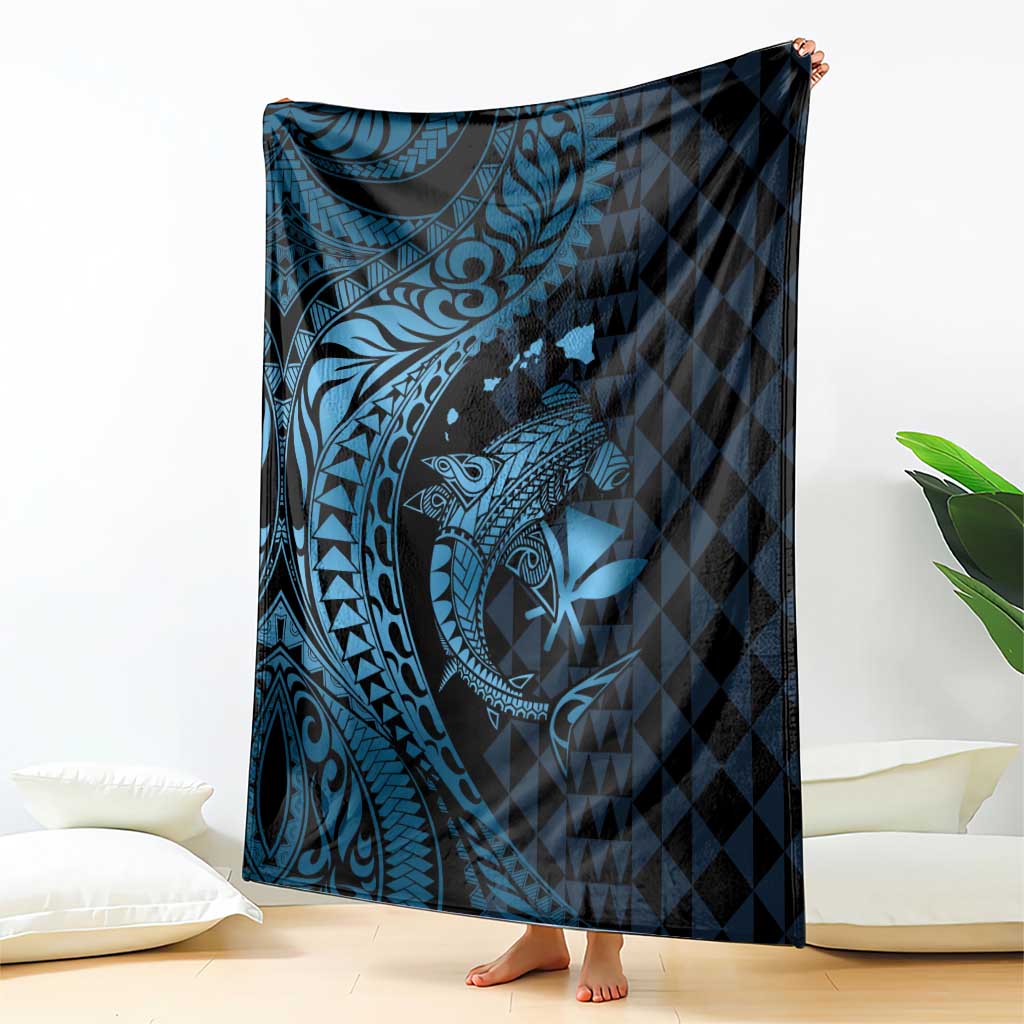 Aloha Hawaii Hammerhead Shark Blanket Blue Kakau and Polynesian Tattoo LT03 - Polynesian Pride