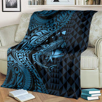 Aloha Hawaii Hammerhead Shark Blanket Blue Kakau and Polynesian Tattoo LT03 - Polynesian Pride