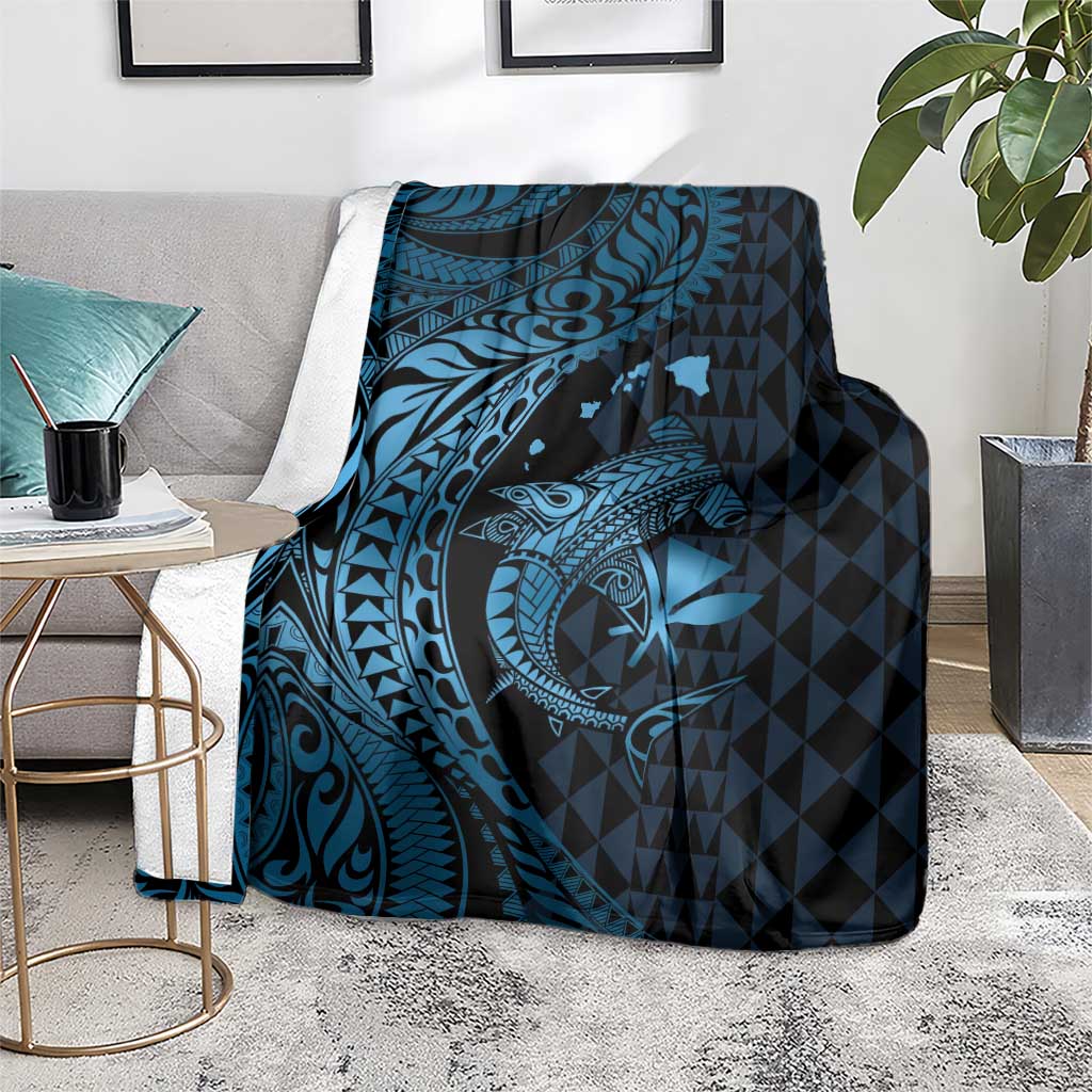 Aloha Hawaii Hammerhead Shark Blanket Blue Kakau and Polynesian Tattoo LT03 - Polynesian Pride