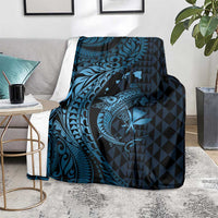 Aloha Hawaii Hammerhead Shark Blanket Blue Kakau and Polynesian Tattoo LT03 - Polynesian Pride