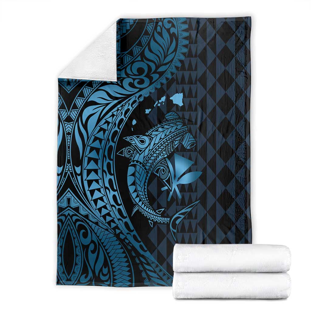 Aloha Hawaii Hammerhead Shark Blanket Blue Kakau and Polynesian Tattoo LT03 - Polynesian Pride