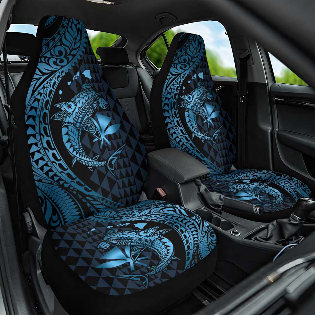 Aloha Hawaii Hammerhead Shark Car Seat Cover Blue Kakau and Polynesian Tattoo LT03